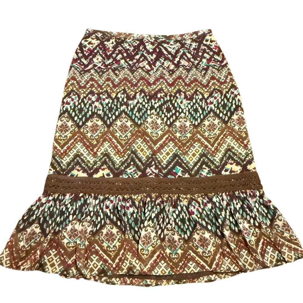 Harold’s Women’s NEW brown green pattern mermaid skirt Size 10